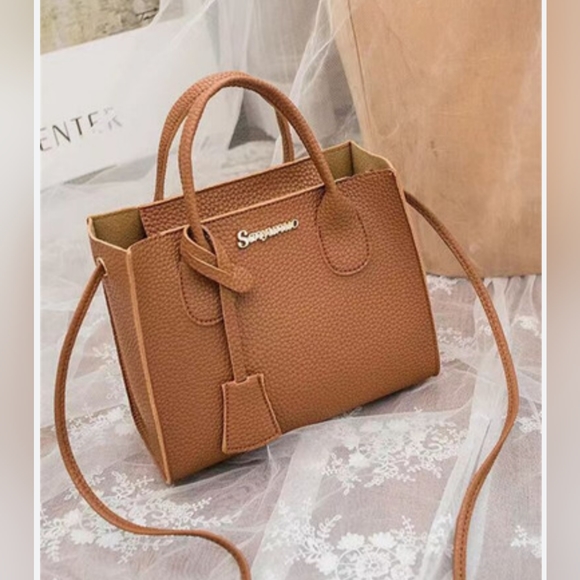 Handbags - Brown Pebble Grain Crossbody Handbag